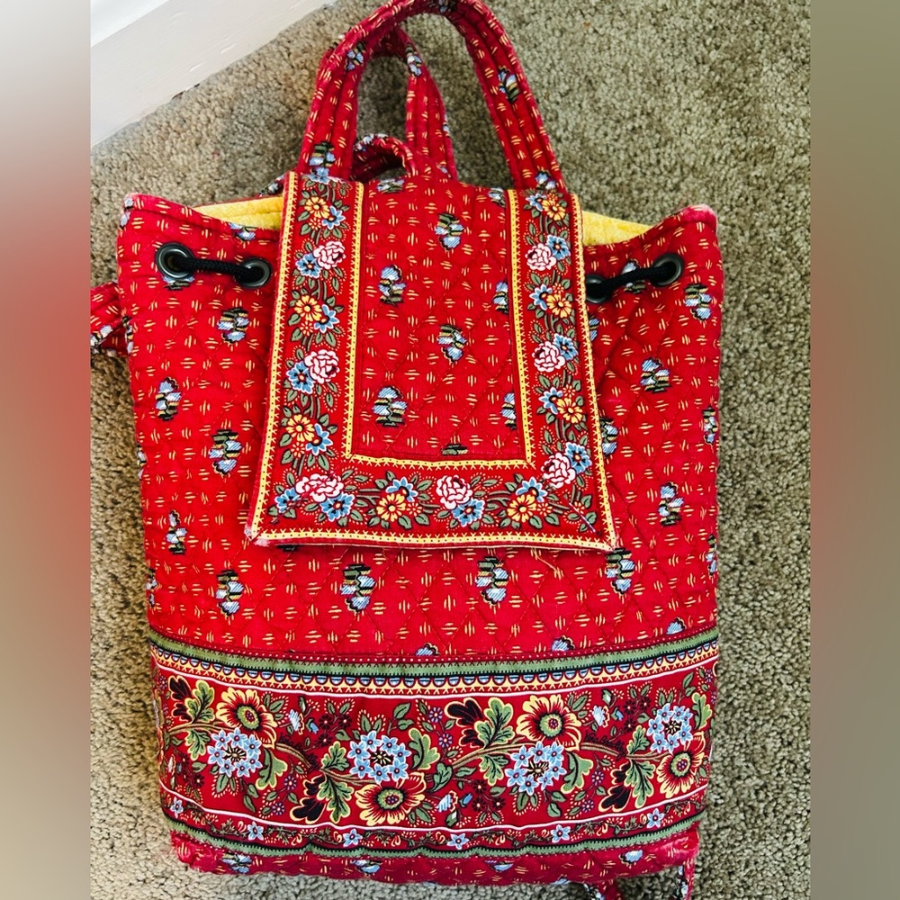 Vintage Vera Bradley Provincial Red Backpack - Picture 3 of 6